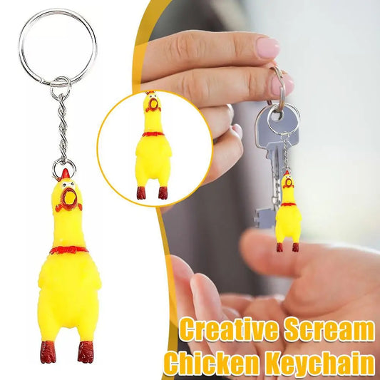 Porte-clé Poulet Hurlant – Mini Squeeze Chicken Sonore Jouet anti-stress fun & cadeau original