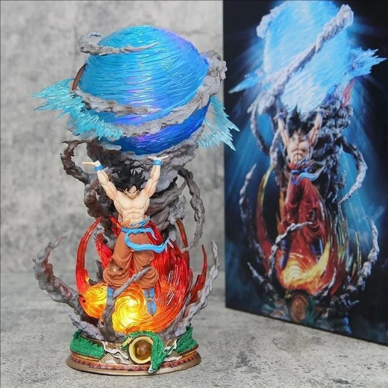 Figurine Dragon Ball Son Goku Spirit Bomb 25 cm avec boule d’énergie géante et boîte collector – Zone Bonus RÉTRONIC