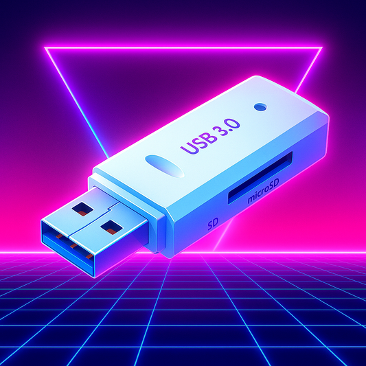 Lecteur de carte USB 3.0 ultra rapide pour TF et microSD. Parfait pour PC, laptop et console rétro. Transferts rapides, format compact, jusqu'à 512 Go.
