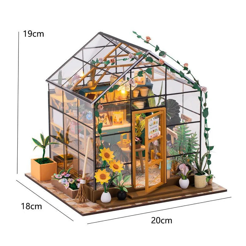 Book nook Greenhouse Life grande serre nature miniature DIY en bois avec LED, décoration bibliothèque format XL