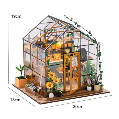 Book nook Greenhouse Life grande serre nature miniature DIY en bois avec LED, décoration bibliothèque format XL