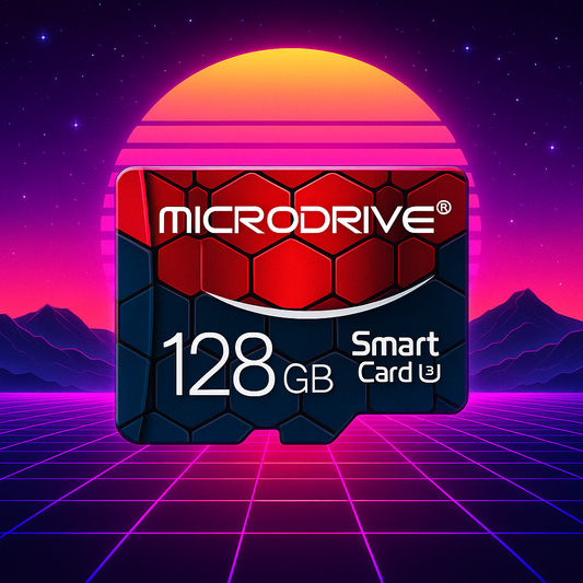 Carte Micro SD 128 Go MicroDrive avec design rétro néon – Accessoire haute vitesse pour console RÉTRONIC